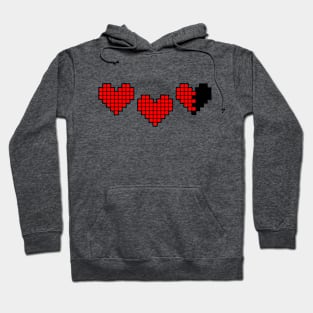 Cafe BTW 16 Bit Pixel Art Retro Game Red Hearts Hoodie